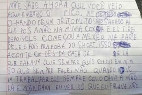 "E pois pra fora do short" disse criança de 9 anos que escreveu cartas dizendo ter sido abusado