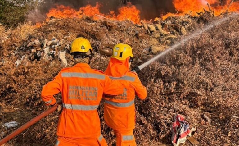 Incêndio de grandes proporções atinge fazendas e lixão em Campina Verde